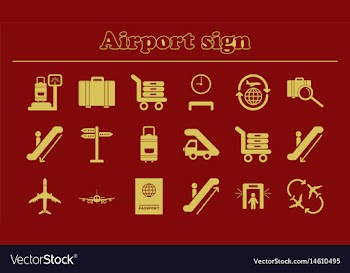 Collection of airport signs travel transport set vector image