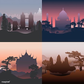 Collection of architectural landmarks vector | Free stock vector - 488601