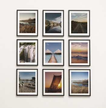 Collection of art pieces on the wall Free Psd