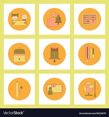 Collection of back to school items in flat style vector image