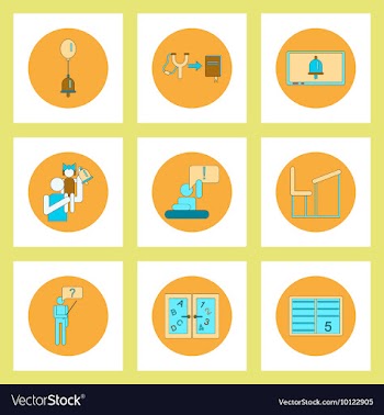 Collection of back to school items in flat style vector image