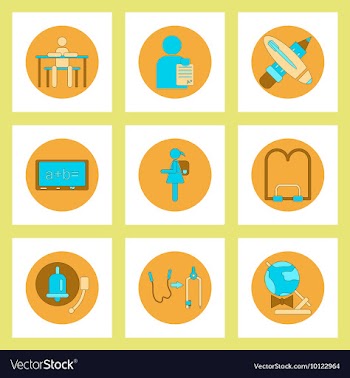 Collection of back to school items in flat style vector image