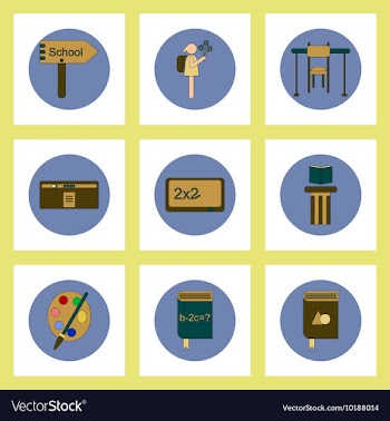 Collection of back to school items in flat style vector image