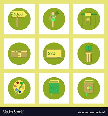 Collection of back to school items in flat style vector image