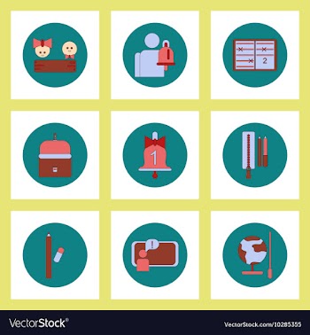 Collection of back to school items in flat style vector image
