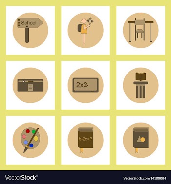 Collection of back to school items in flat style vector image