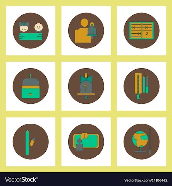 Collection of back to school items in flat style vector image