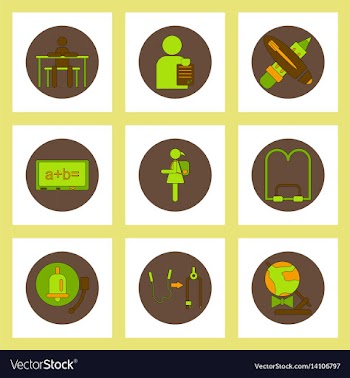 Collection of back to school items in flat style vector image