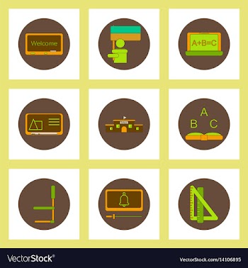 Collection of back to school items in flat style vector image