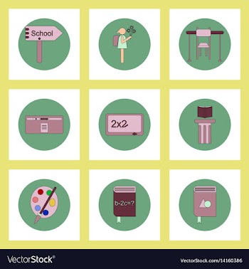 Collection of back to school items in flat style vector image