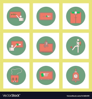 Collection of back to school items in flat style vector image