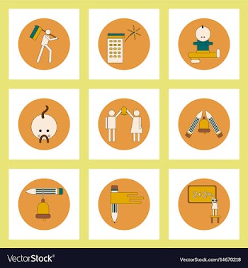 Collection of back to school items in flat style vector image