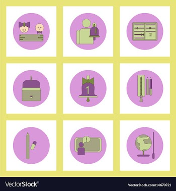 Collection of back to school items in flat style vector image