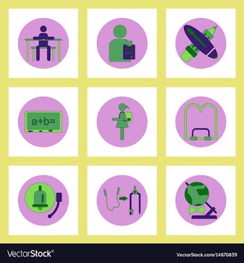 Collection of back to school items in flat style vector image