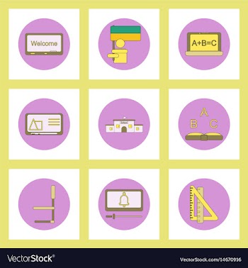 Collection of back to school items in flat style vector image