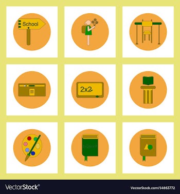 Collection of back to school items in flat style vector image