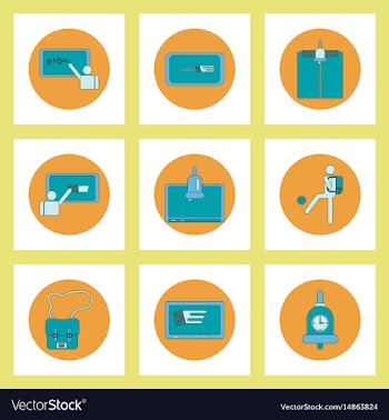 Collection of back to school items in flat style vector image