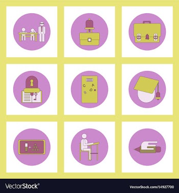 Collection of back to school items in flat style vector image
