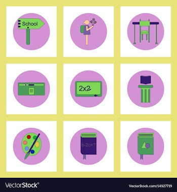 Collection of back to school items in flat style vector image