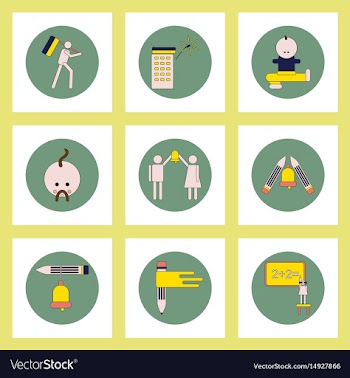 Collection of back to school items in flat style vector image