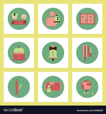 Collection of back to school items in flat style vector image