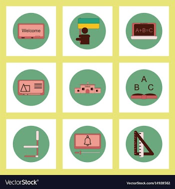 Collection of back to school items in flat style vector image