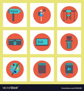 Collection of back to school items in flat style vector image
