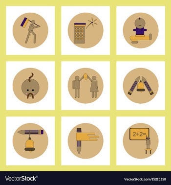 Collection of back to school items in flat style vector image