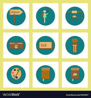 Collection of back to school items in flat style vector image