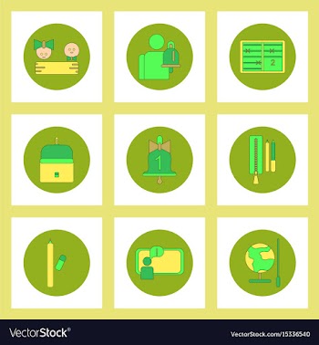 Collection of back to school items in flat style vector image