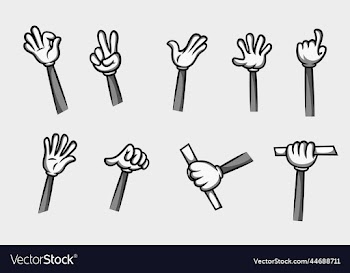 collection of black and white cartoon hands