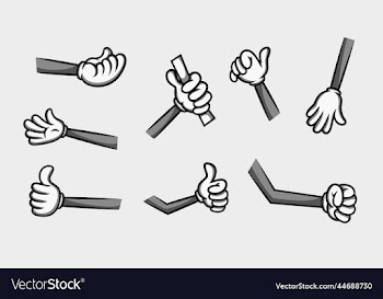 collection of black and white cartoon hands