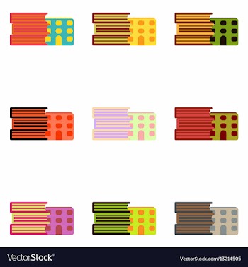 Collection of books and library building vector image