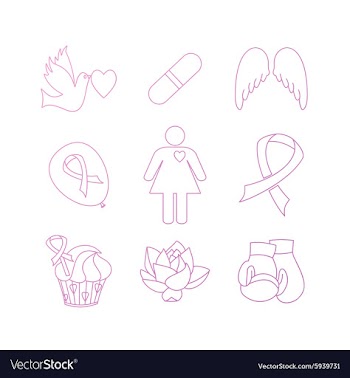 Collection of breast cancer awareness icons vector image