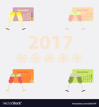 Collection of calendar and champagne vector image