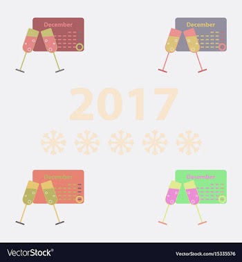 Collection of calendar and champagne vector image