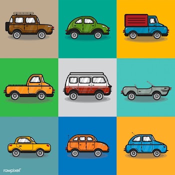 Collection of cars and trucks illustration | Free stock vector - 445097