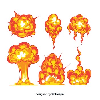 Collection of cartoon explosion effects Free Vector