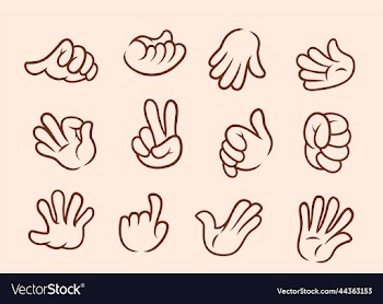 collection of cartoon hands outline with gloves