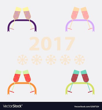 Collection of champagne glasses and ribbon vector image