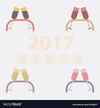 Collection of champagne glasses and ribbon vector image