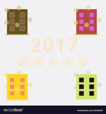 Collection of city building with snowflakes vector image