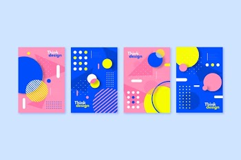 Collection of colorful covers with abstract shapes in memphis style Free Vector