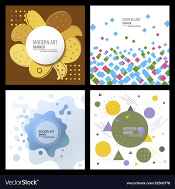 Collection of creative universal artistic cards vector image
