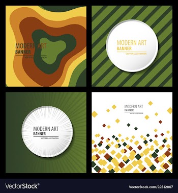 Collection of creative universal artistic cards vector image