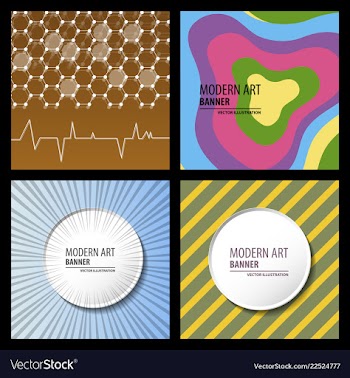 Collection of creative universal artistic cards vector image