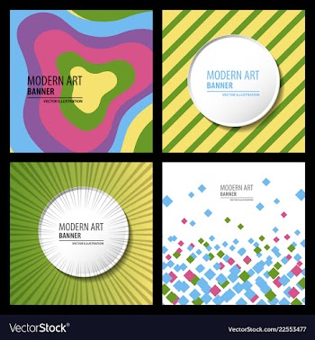 Collection of creative universal artistic cards vector image
