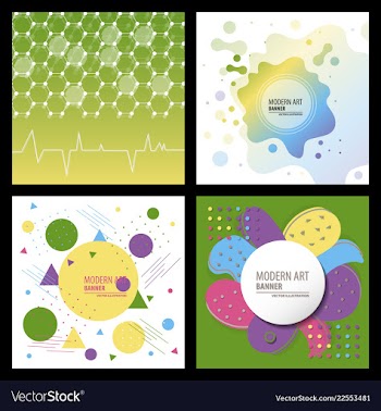 Collection of creative universal artistic cards vector image