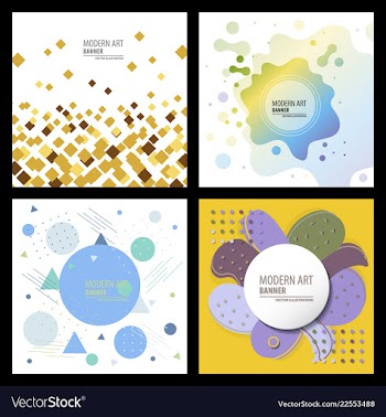 Collection of creative universal artistic cards vector image