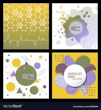 Collection of creative universal artistic cards vector image